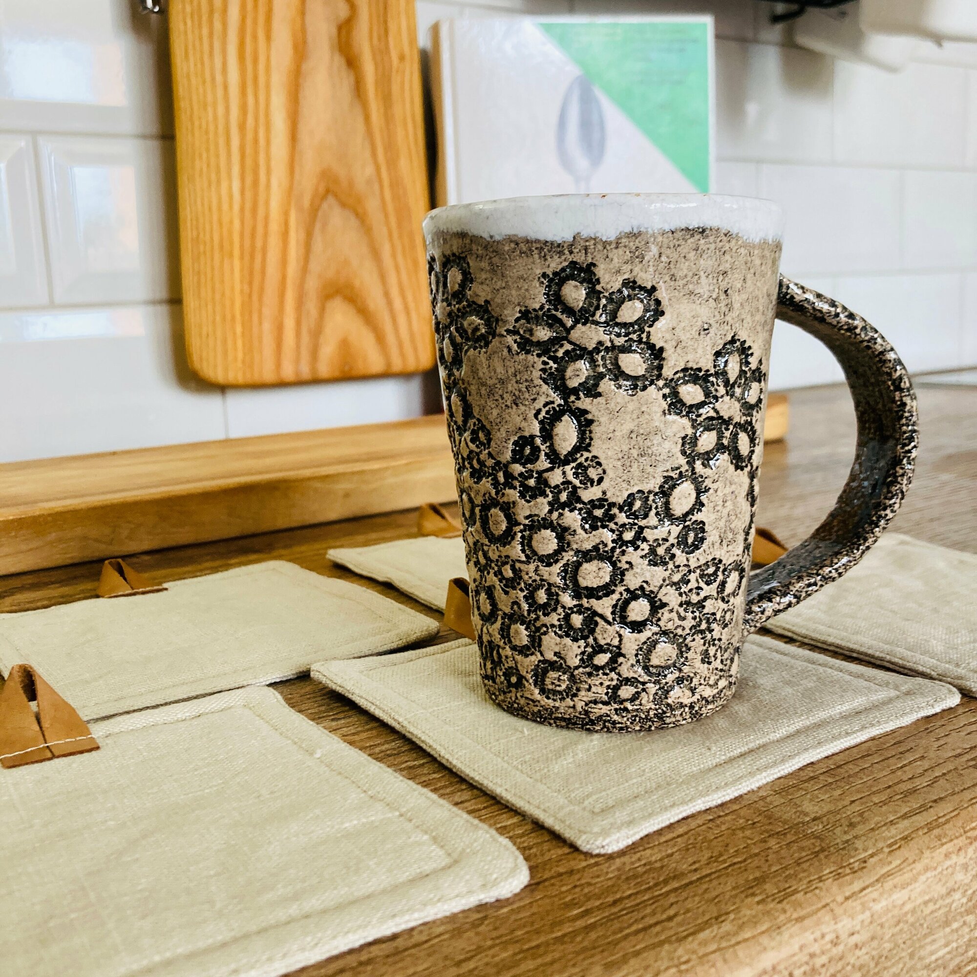 фото Набор подставок под горячее 5 шт. Подставка из 100% льна с петелькой