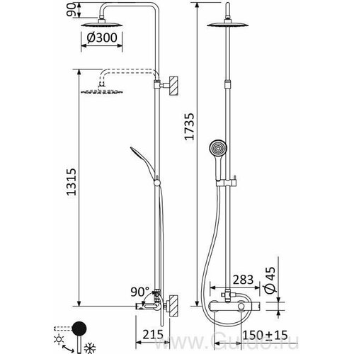 Душевая стойка Cezares Leaf CVDA-30-01