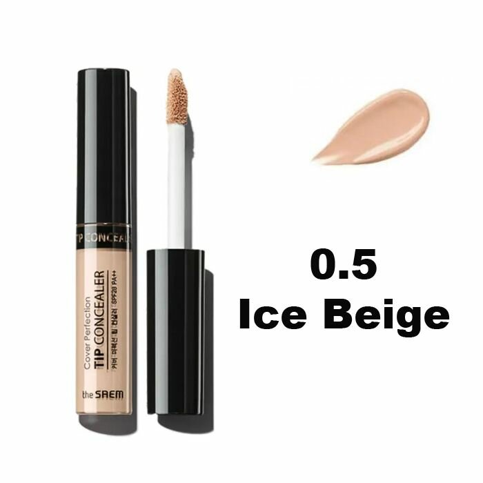 The Saem Консилер для маскировки недостатков кожи 6,5 г Cover Perfection Tip Concealer SPF28 РА, оттенок 0.5 Ice Beige