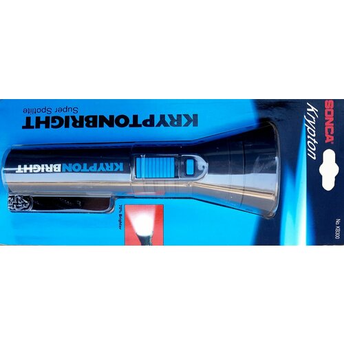 Фонарик переносной Sonca Krypton (KPR102, 2.4V, 0.70A, 2xD/R20/UM1, яркость луча увеличена на 75%, сверхпрочное стекло), в блистере Sonca KB300