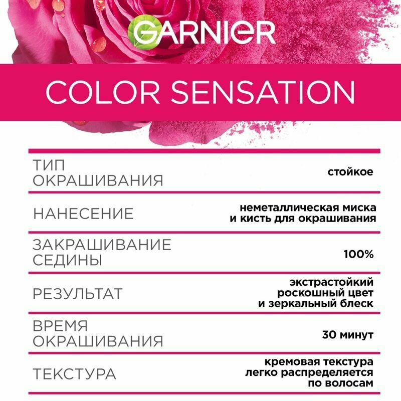 Крем-краска для волос Garnier Color Sensation Оникс 2.2 Перламутровый черный - фото №19