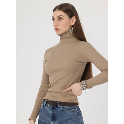 фото Водолазка челеби-текстиль, размер 48-50, коричневый, бежевый