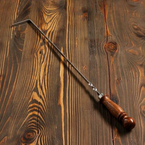 Кочерга узбекская с деревянной ручкой, матовая 40/1 см, полная длина 62 см, сталь 3 мм (комплект из 5 шт)