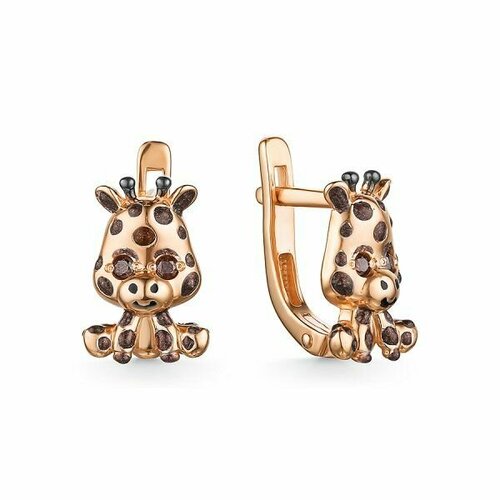 Серьги Мириада, серебро, 925 проба, эмаль, фианит, красный