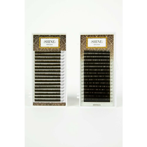 Ресницы темно-коричневые elSHINE BROWN, отд. длины, 16 лент (C 0,07 09mm)