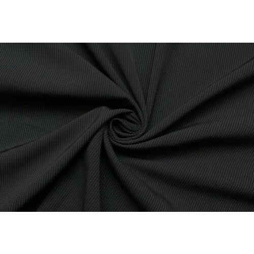 Ткань костюмная Armani Donna двухсторонняя тёмно-синяя в серую штрих полоску, ш146см, 0,5 м