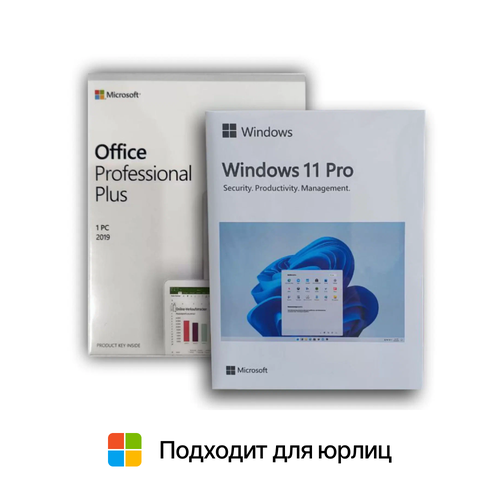 Комплект Microsoft Windows 11 Pro + Office Pro Plus 2019 Коробочные версии microsoft office 2019 pro plus key 32 64 bit