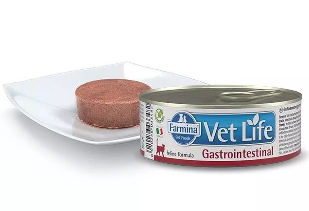 Влажный диетический корм для кошек при расстройствах пищеварения, Farmina Vet Life Natural Diet Gastrointestinal, упаковка 6 шт х 85 г