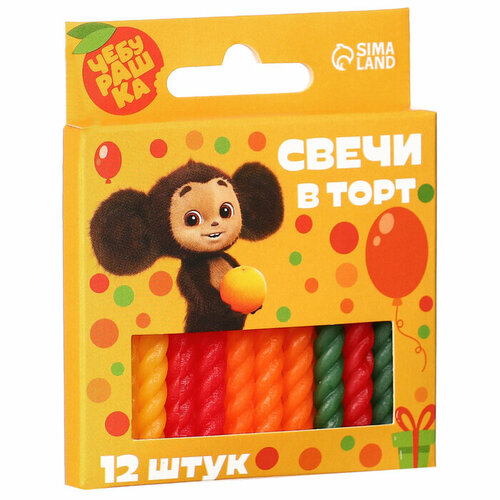 Чебурашка Набор свечей для торта С Днем Рождения 12 штук Чебурашка 1404₽
