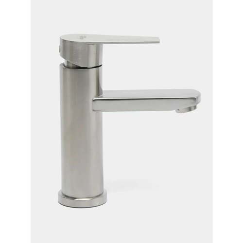 Смеситель для умывальника aQuaDv, Нерж Сталь, Литой излив