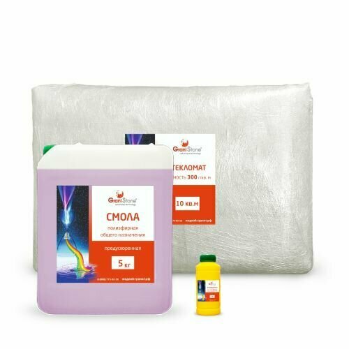 Комплект для творчества №7 ПС (Смола общего назначения - 5 кг, Отвердитель - 100 гр, Стекломат - 10 кв. м)