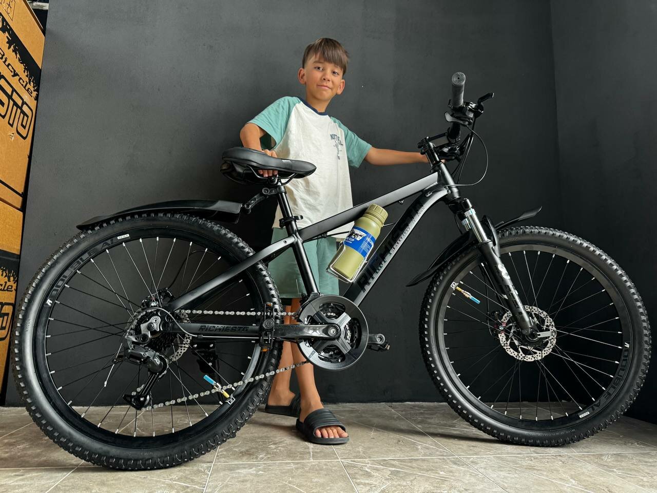 Велосипед RICHIESTO 24" Алюминиевая рама 14" Горный Для детей и подростков Для девочек Спортивный,черный