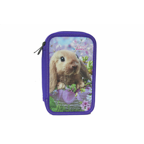 Пенал Кролик в корзинке 3-х секционный фиолетовый115х195х65 Символ 2023 года 299₽