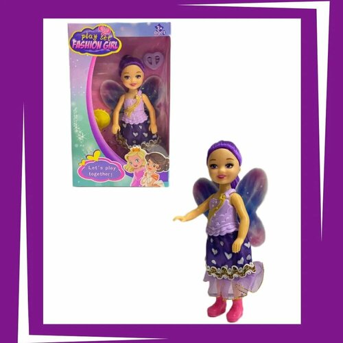 Кукла Фея с крыльями с фиолетовыми волосами