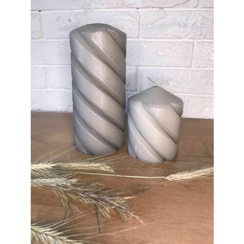 Набор из двух декоративных свечей 10 и 20 см цвет светло-серый