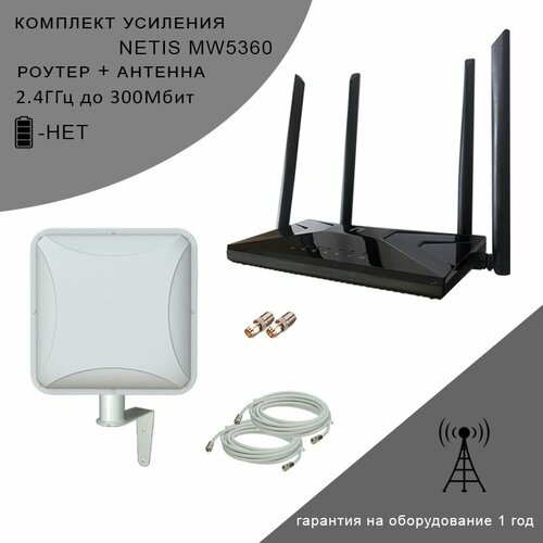 WiFi роутер NETIS MW5360 + внешняя антенна Антекс Petra BB75 MIMO + сим карта в подарок маршрутизатор netis wf2409e беспроводной 802 11n g b 300mbps 2 4ghz 3x5dbi mimo внеш антенны