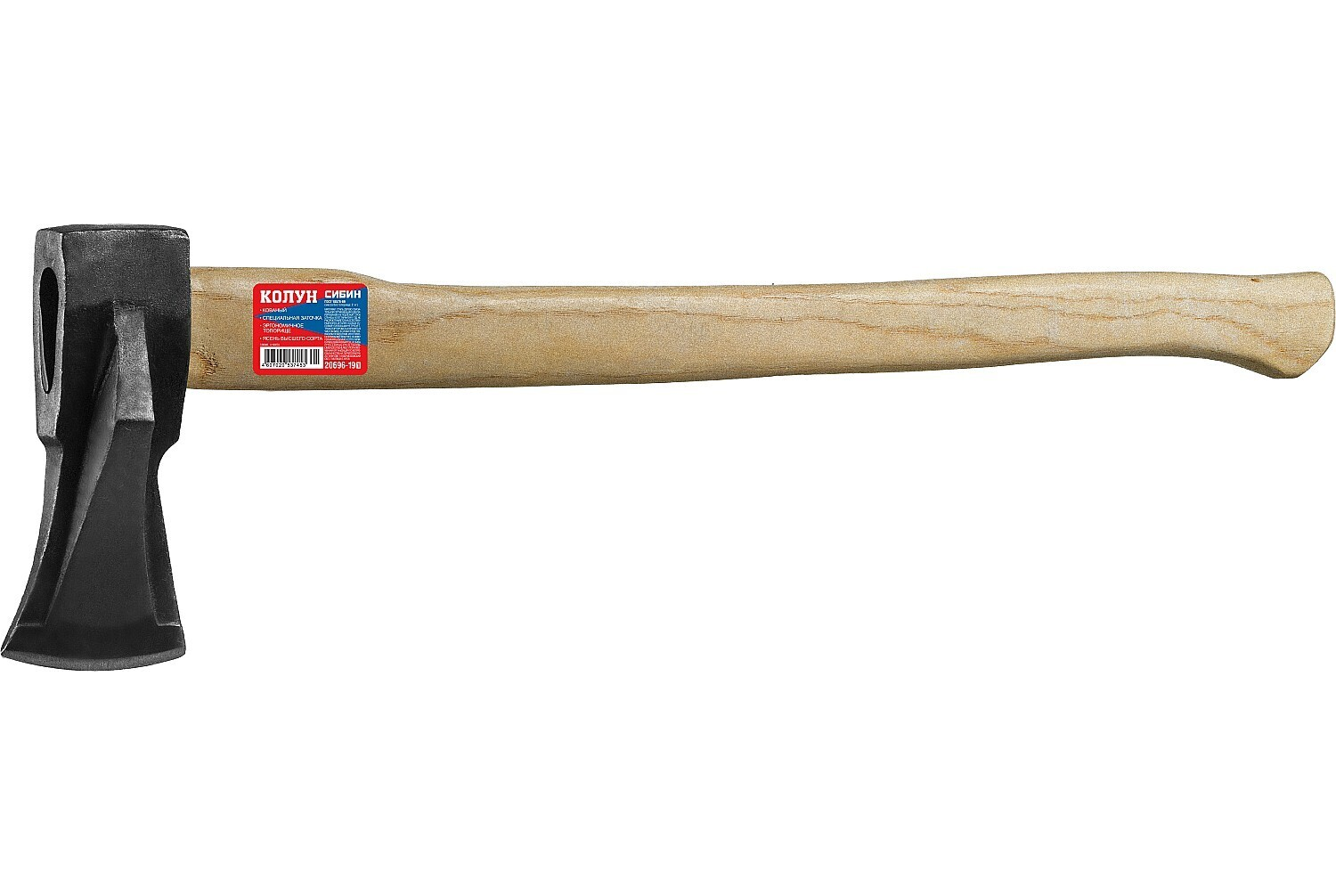 СИБИН 1900/2000 г 600 мм ″ушастый″ кованый топор-колун (20696-19)