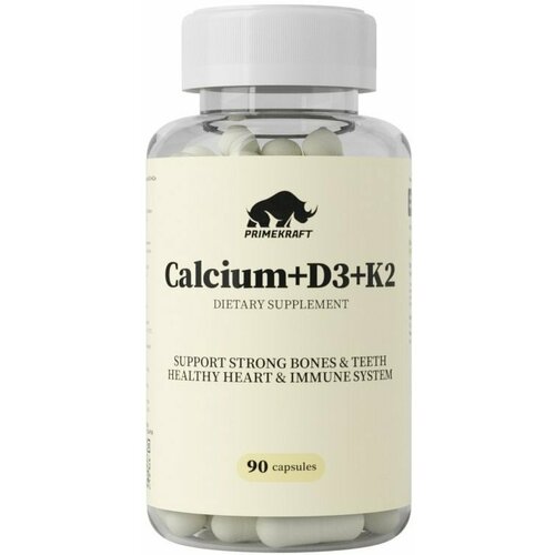 Отдельные витамины Prime Kraft Calcium+D3+K2 (90 капсул)