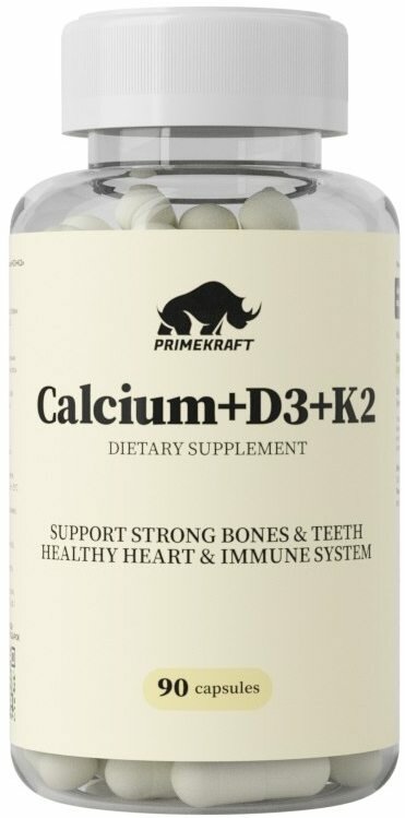 Отдельные витамины Prime Kraft Calcium+D3+K2 (90 капсул)