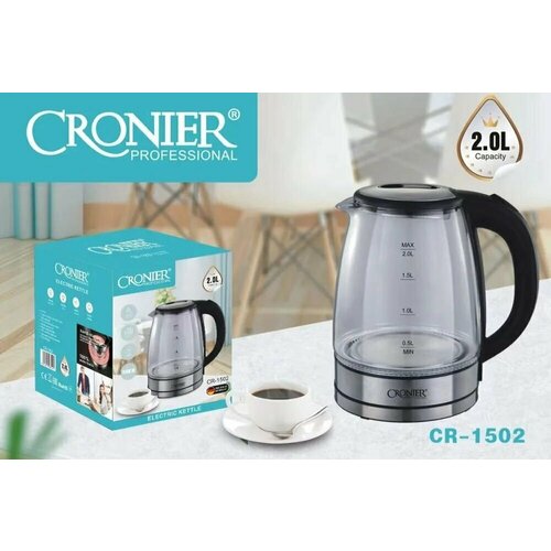 Электрический чайник CRONIER CR-1502 стеклянный чайник с подсветкой большой объем 2л 188000₽