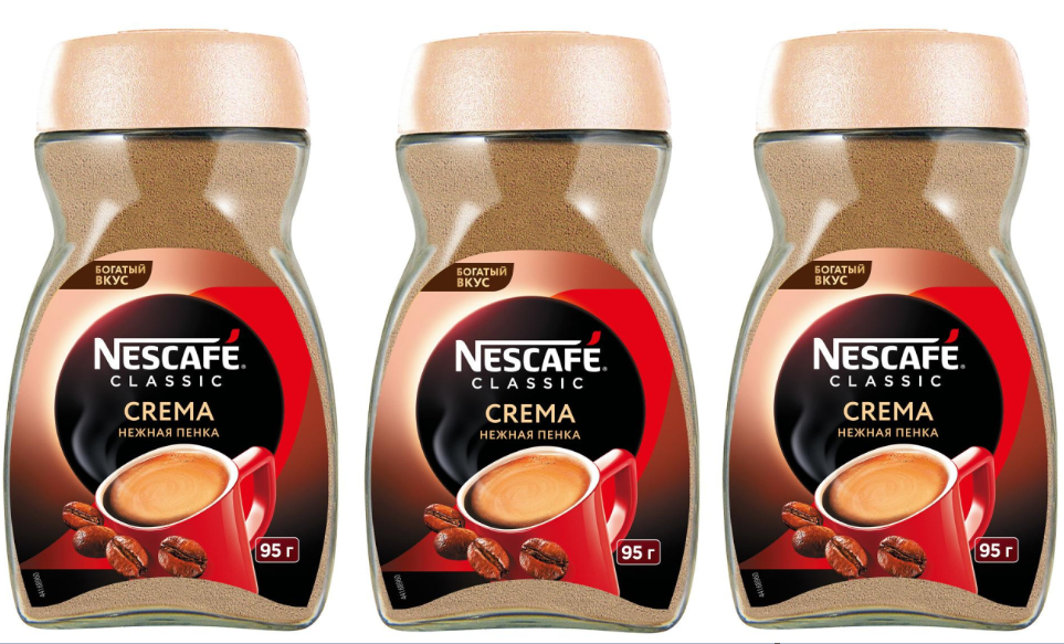 Кофе Nescafe Classic Crema растворимый, 95 гр, 3 уп