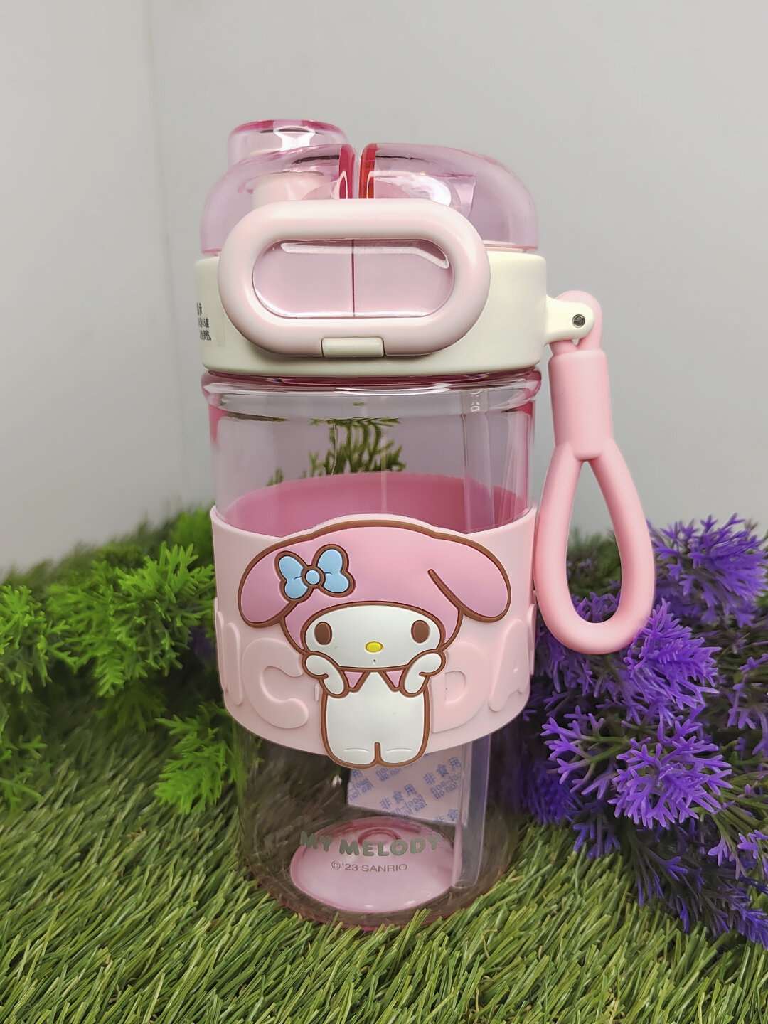 Бутылка для воды детская с трубочкой и горлышком , поильник для детей розовая