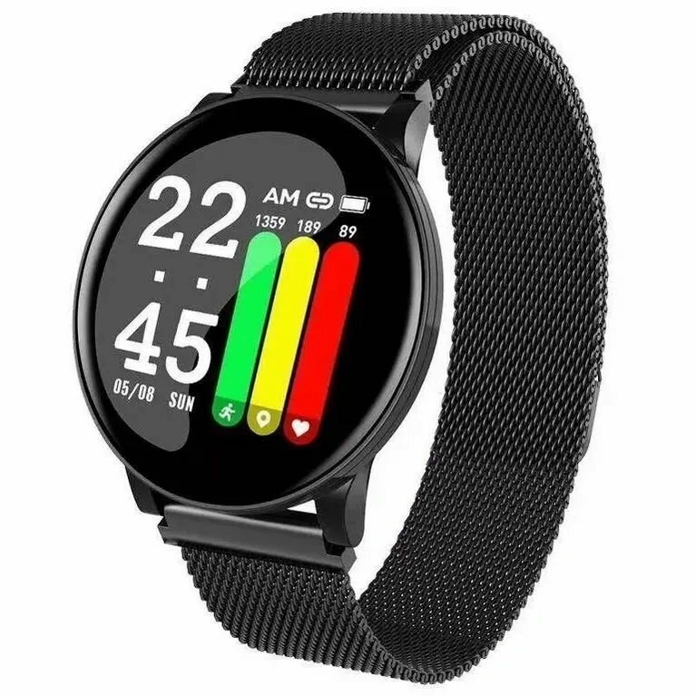 Фитнес-браслет WearFit W8 / Смарт-часы для спорта / С измерением давления и кислорода в крови / С пульсометром / С шагомером, черный