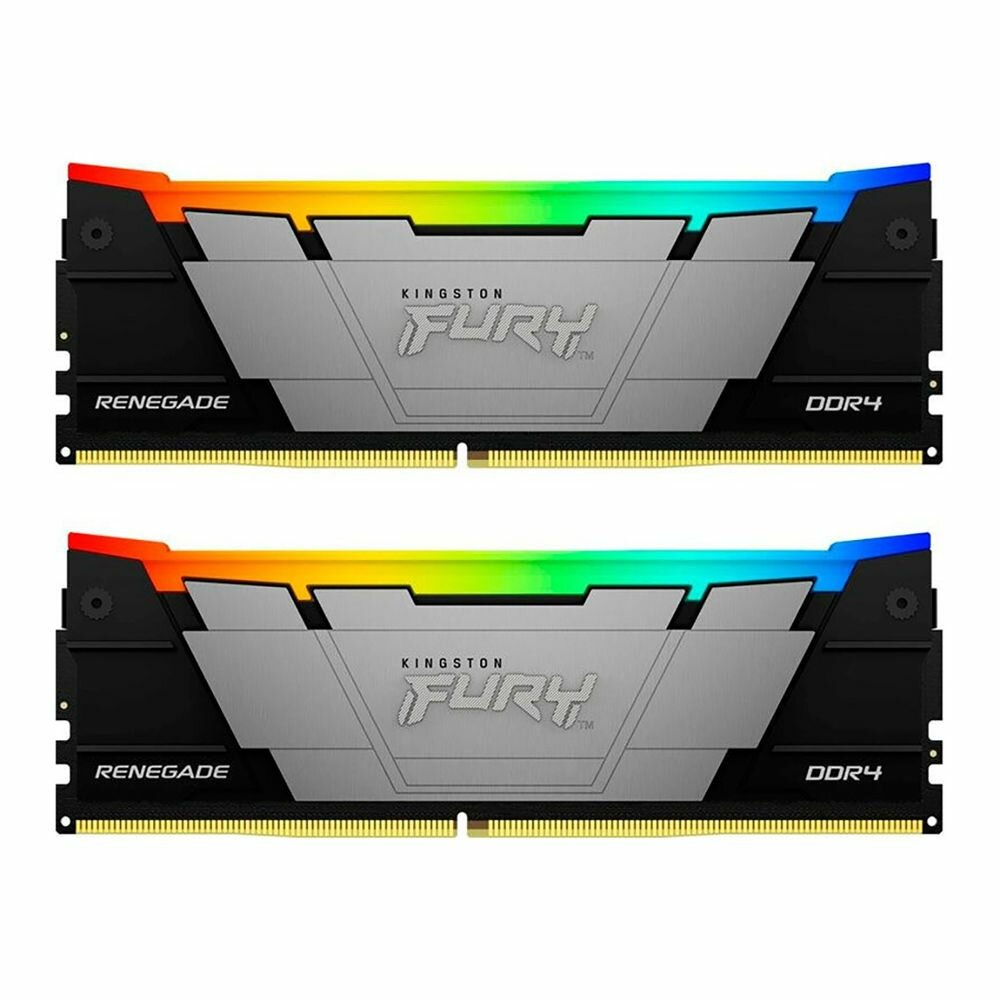Kingston Модуль памяти Kingston 64GB DDR4 3600 FURY Renegade RGB Black XMP Non-ECC Unbuffered DIMM (Kit 2*32gb) 2RX8 18-22-22 1.35V 288-pin 16Gbit KF436C18RB2AK2/64