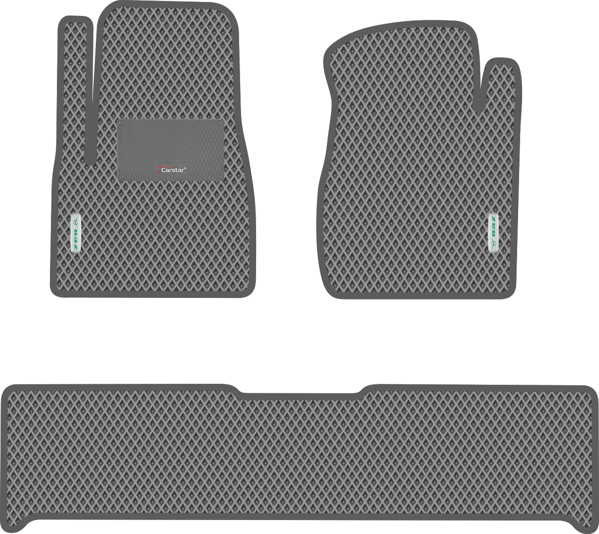 фото Автомобильные коврики EVA для УАЗ Patriot (2005-2014), с каучуковым подпятником и 2 эмблемами UAZ, чёрные с чёрным кантом, ячейка - ромб