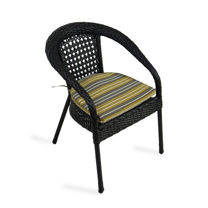 Кресло садовое из искусственного ротанга 60х70х80см венге с подушкой