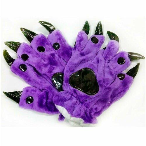фото Перчатки-лапки кигуруми с когтями, для взрослых (фиолетовые)