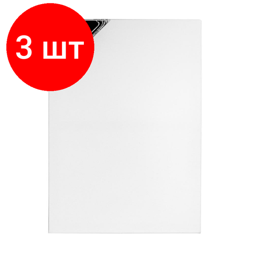 Комплект 3 штук, Холст на подрамнике Малевичъ, хлопок 380 г (50х70 см), 215070 холст на подрамнике малевичъ смесь 45% хлопок 55% лен 380 г м2 50х70 см мелкое зерно