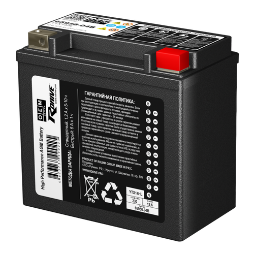 Аккумулятор RDrive OEM AGM 12Ач обратная полярность YTX14HL 11900₽