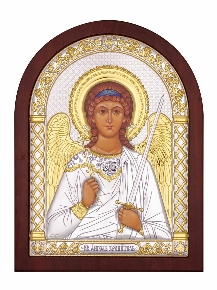 Икона серебряная, греческая Ангел Хранитель, 57х75мм
