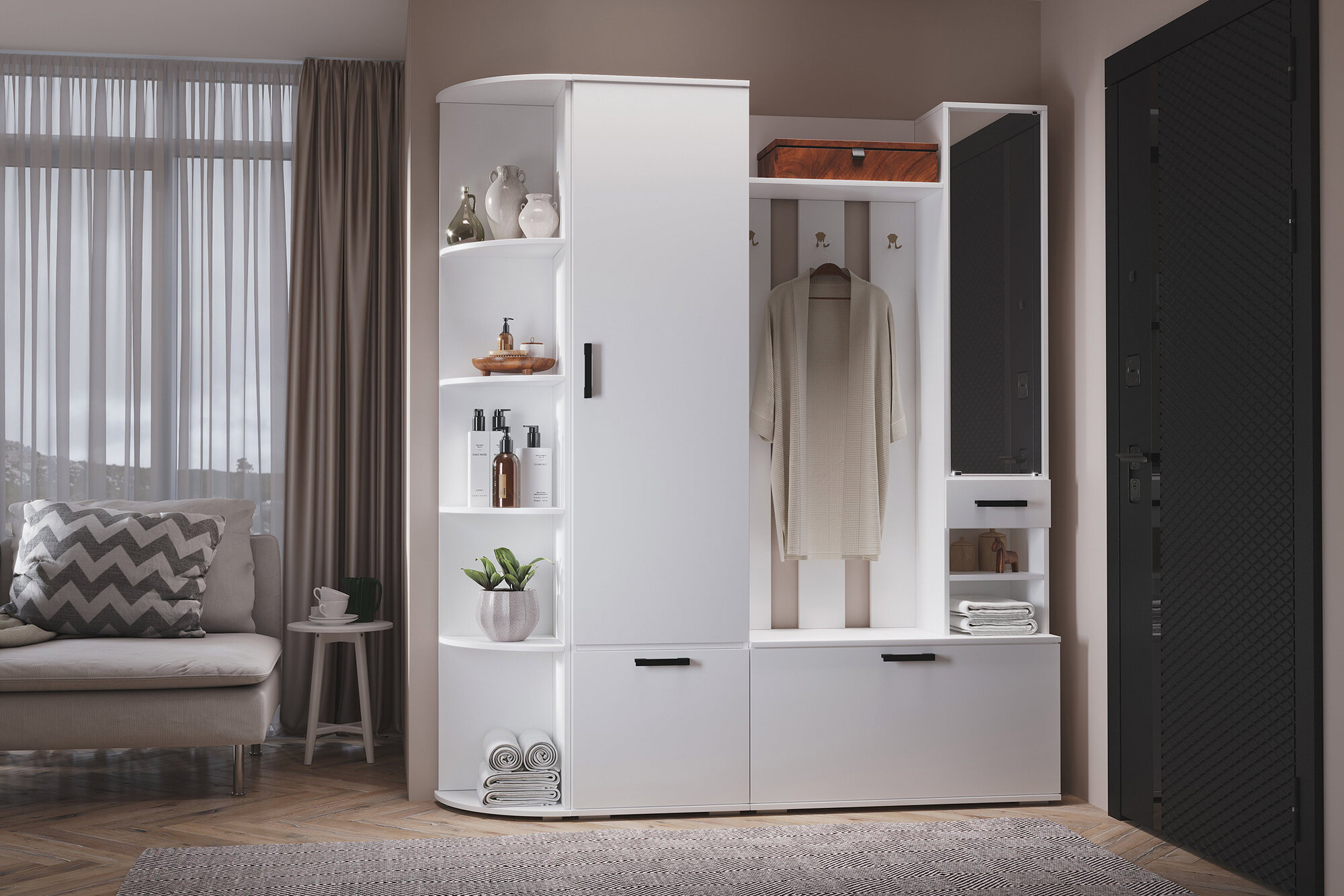 фото Прихожая Эра Ника №5 белая 176.4x35.4x203.2 см