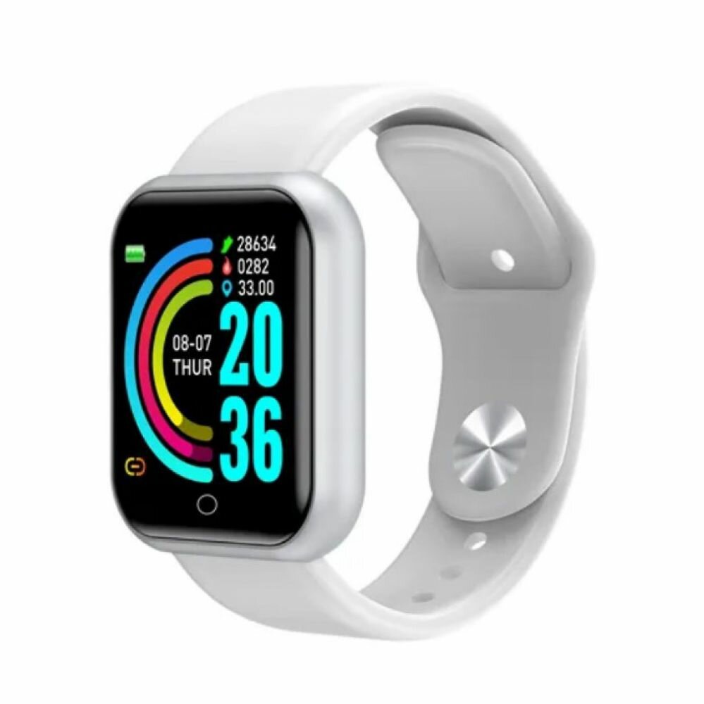 Умные часы Фитнес-браслет D20 Pro Y68 Bluetooth с монитором сердечного ритма для Android IOS /белые/