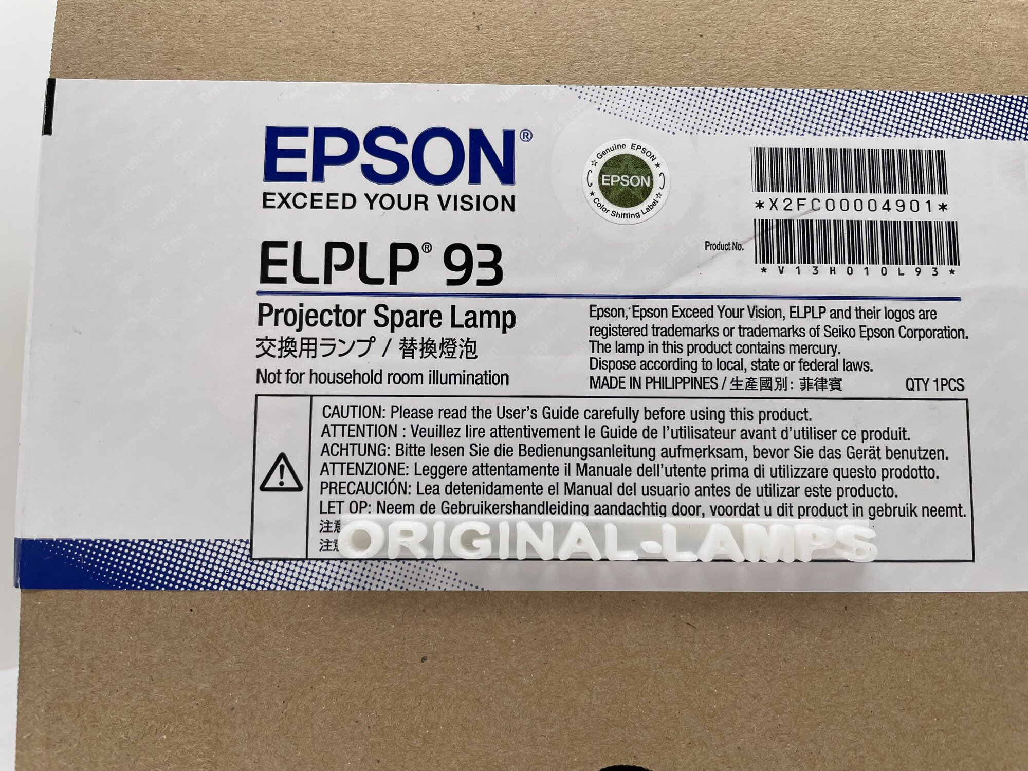 Epson ELPLP93 / V13H010L93 (OM) 100% оригинальная лампа