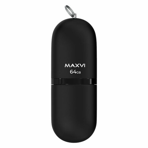 USB флеш-накопитель Maxvi SF 64GB black, монолит с колпачком, soft touch, USB 2.0