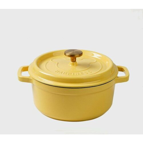 Чугунная кастрюля с крышкой ALWOtech желтый 24 см 3 л