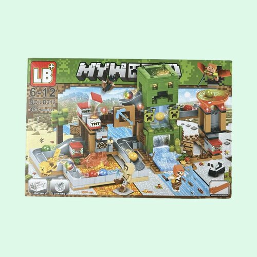 конструктор майнкрафт игрушка minecraft my world набор водная шахта крипера 451 деталь с led подсветкой Конструктор Майнкрафт My world, No. LB313 451 деталей