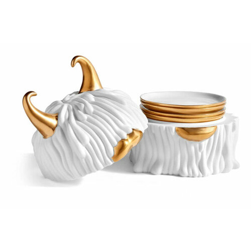 Набор тарелок в подставке с крышкой LObjet Хаас 11 см 5 предметов белый фарфор пк 131040₽