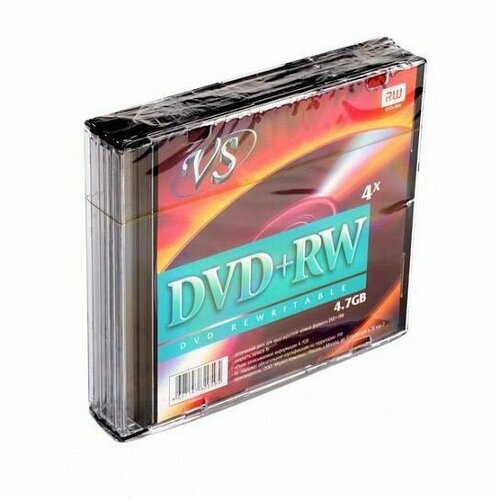 VS Диск DVD+RW, 4,7 Гб, 4х, slim, 5 шт vs диск dvd rw 4 7 гб 4х slim 5 шт