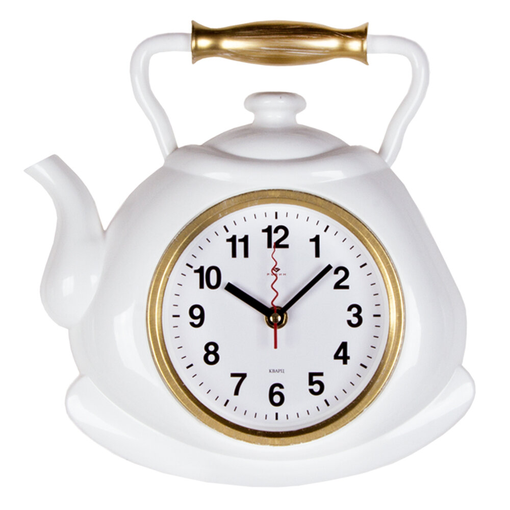 Часы настенные Рубин 3129-002, Чайник, корпус белый с золотом