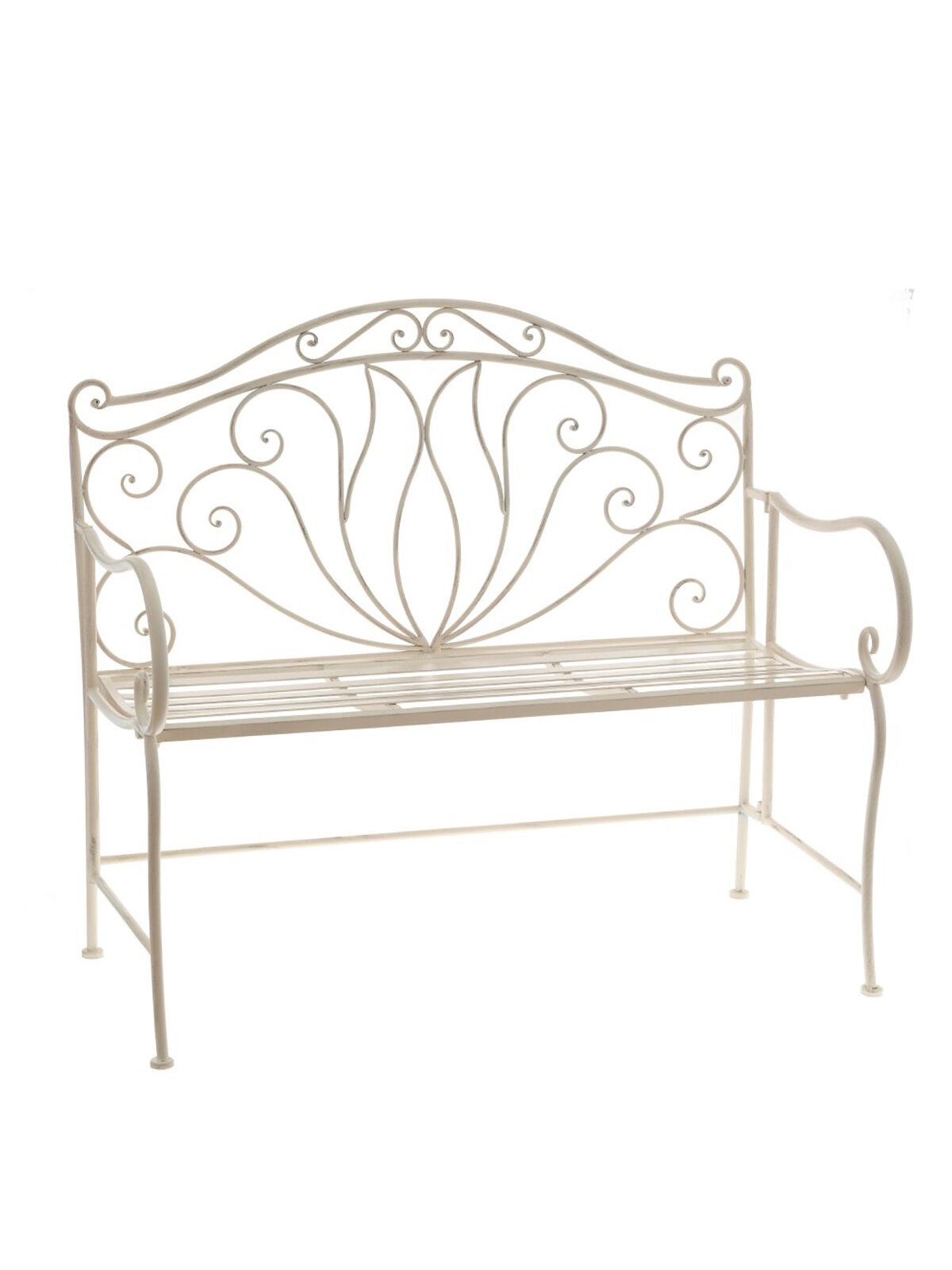 фото Скамейка садовая Remecoclub, металлическая белая, 104x82x57 см