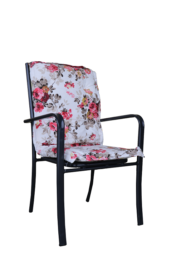 Стул к набору Мебельторг Ницца Каркас черный/Подушка красно-серые цветы