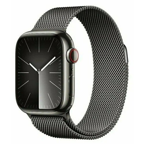 Умные часы Apple Watch Series 9 45 мм Steel Case GPS Cellular Graphite Milanese Loop 12379000₽
