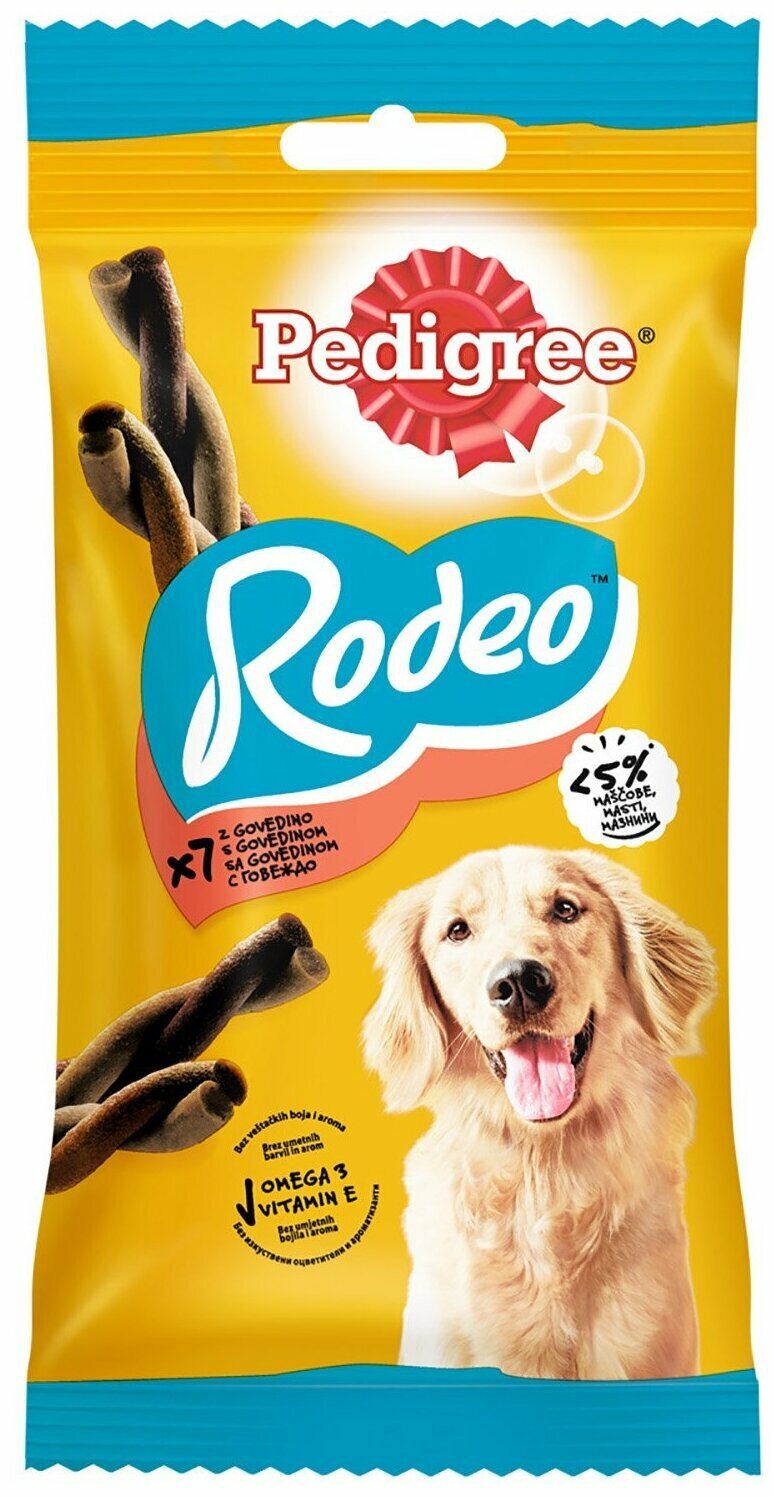 Лакомство для собак Pedigree Rodeo мясные косички, 123 г