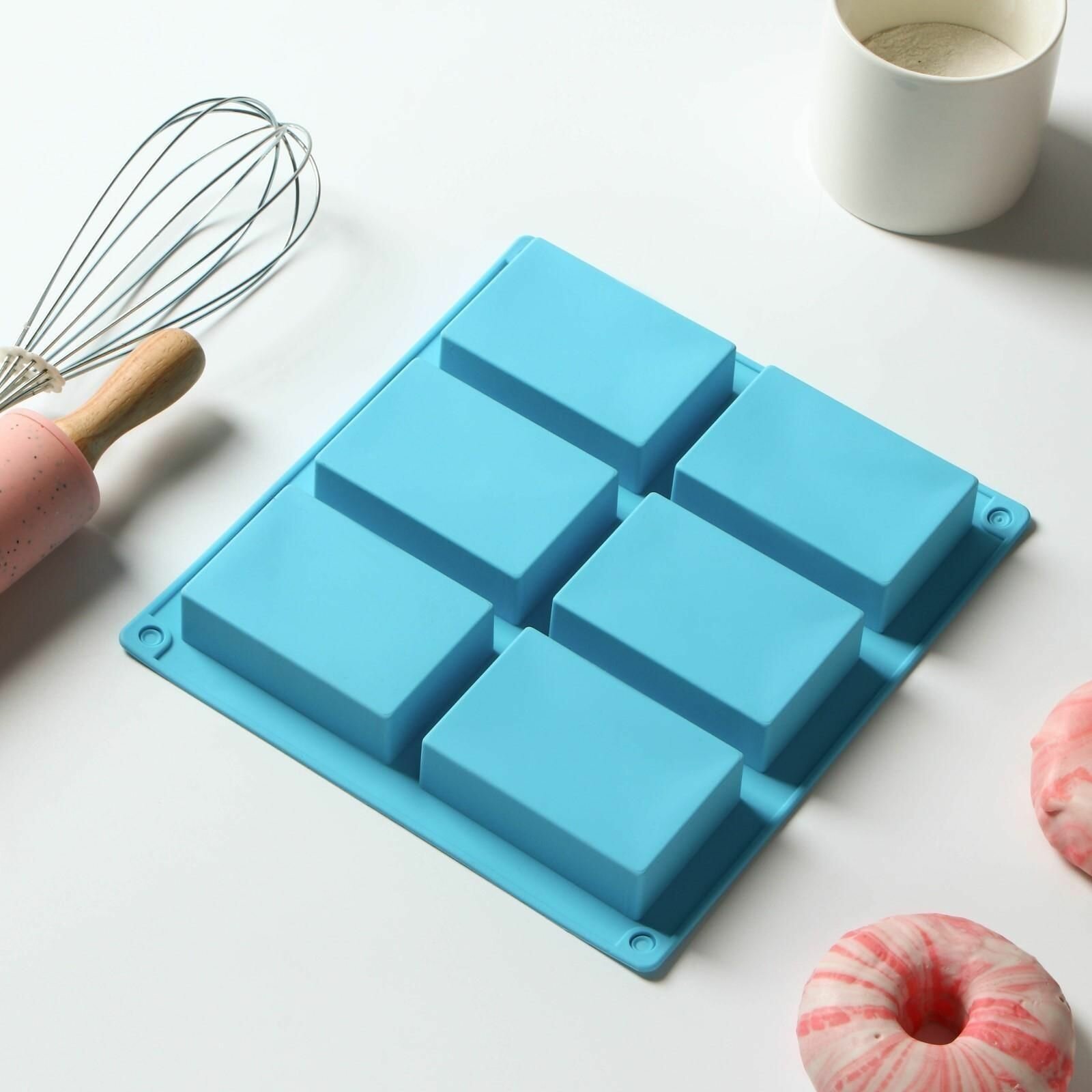 Форма для выпечки силиконовая Прямоугольник, 22,5x21x2 см, 6 ячеек