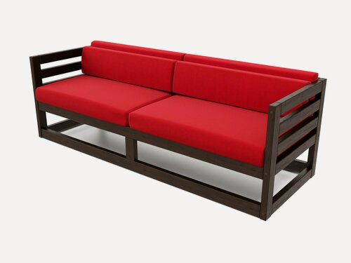Изображение товара Садовый диван Arsko Магнус-Б-С, алый-венге , вельвет, массив дерева, офисный, для кафе и бара, для салона красоты, лофт