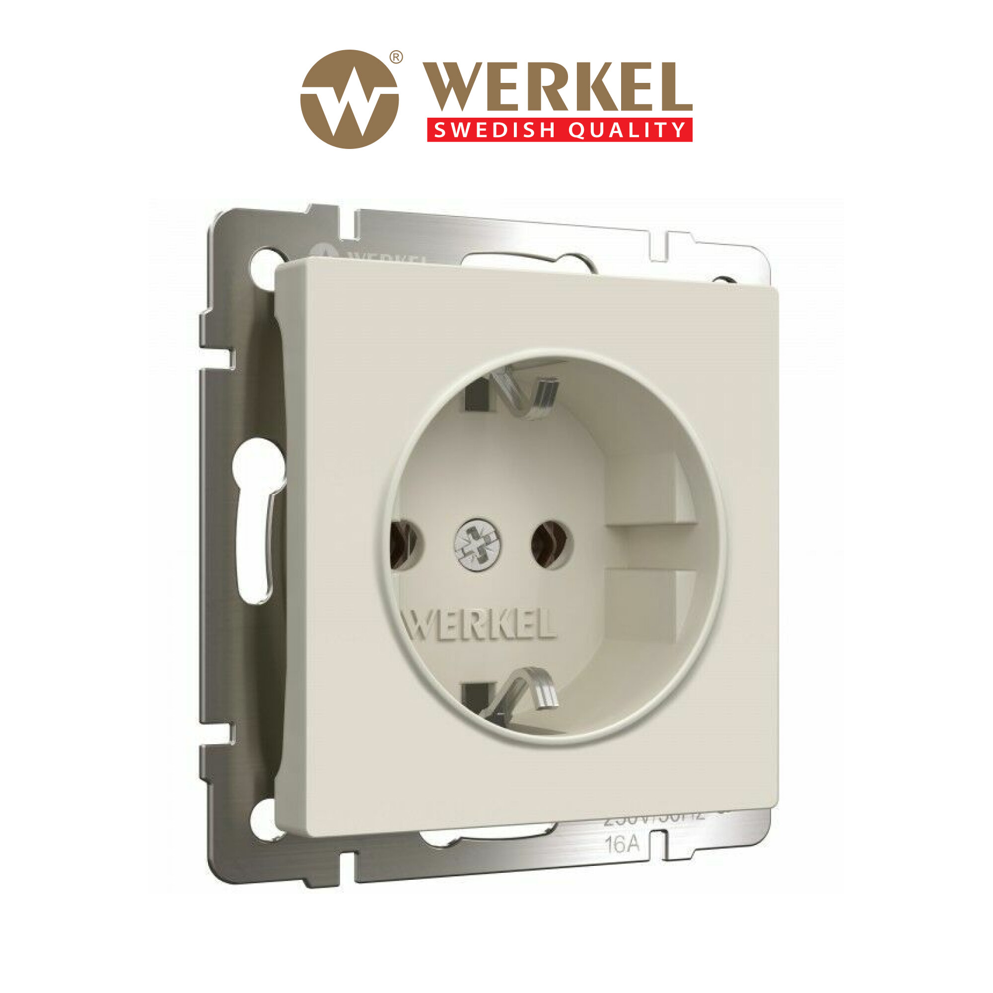 Розетка с заземлением Werkel W1171062 айвори матовый IP20